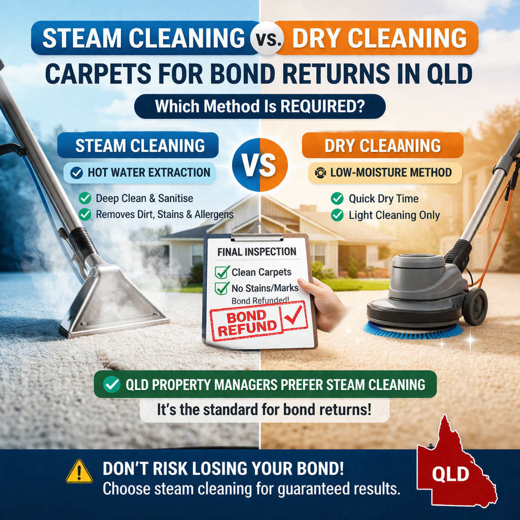 Steam Cleaning vs. Dry Cleaning Carpets: Which Is Required for Bond Returns in QLD?