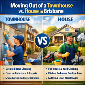 Moving Out of a Townhouse vs. House in Brisbane: How Cleaning Requirements Differ