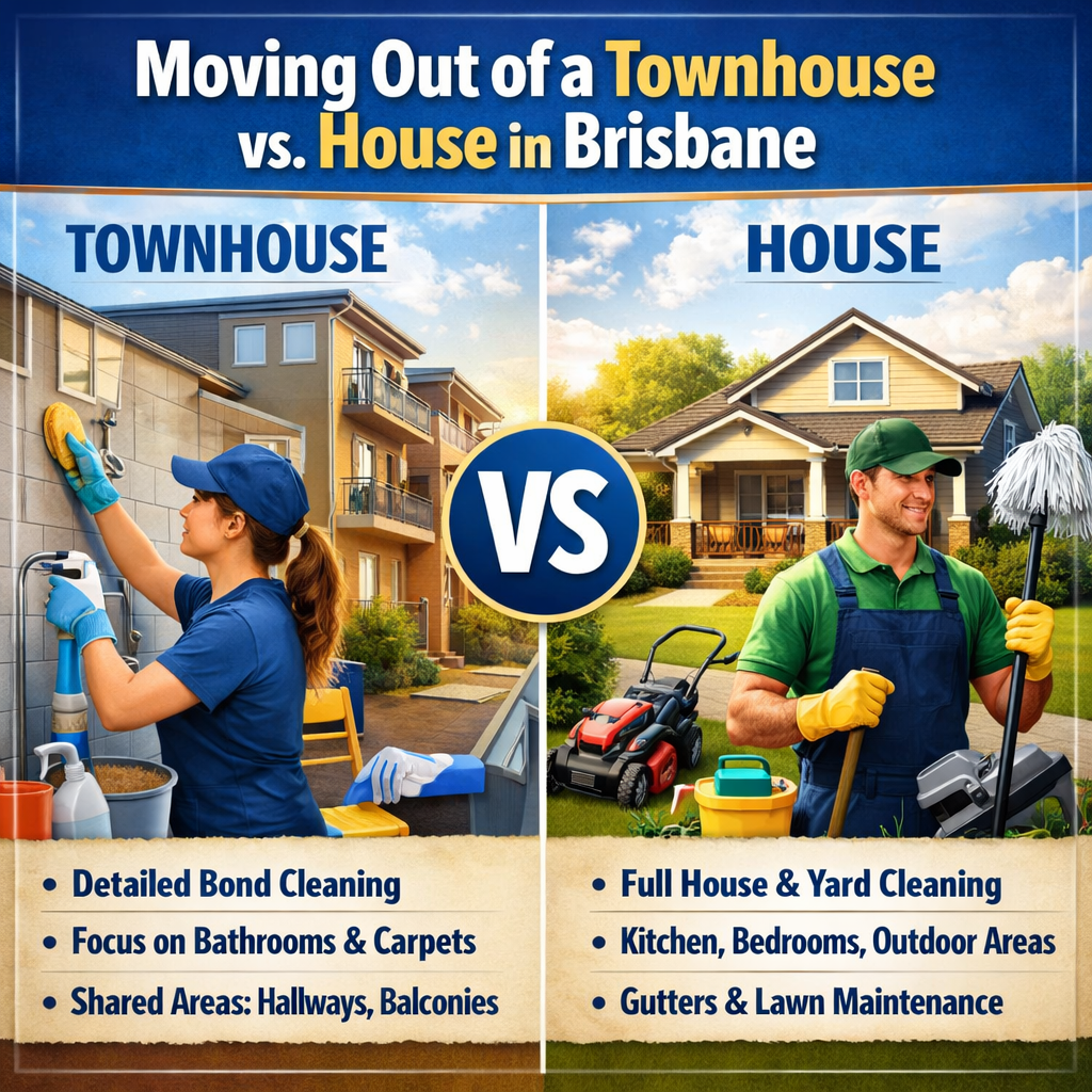 Moving Out of a Townhouse vs. House in Brisbane: How Cleaning Requirements Differ