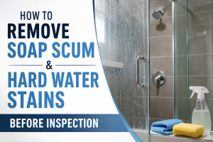 How to Remove Soap Scum & Hard Water Stains Before Inspection